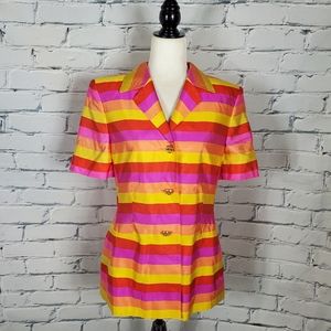 Escada Vintage Stripe Short Sleeve Jacket